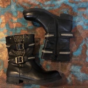 Black and brass boots